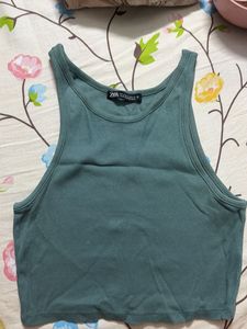 Zara Ribbed Cropped Tank Top