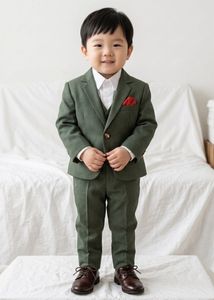 kids partywear Green Three-Piece Suit for Boys