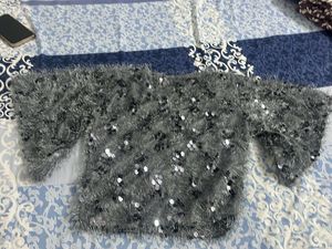 Sparkly Sequin &amp; Fur Top