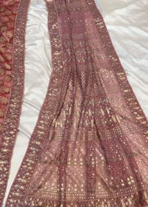 pink embroidered saree