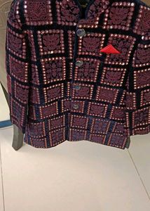 Elegant Embroidered Velvet Boy Party Jacket