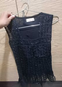 Sparkly Black Sleeveless Top