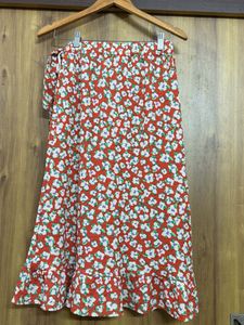 Floral Print Wrap Midi Skirt