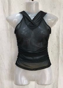 Sheer Mesh Ruched Halter Top