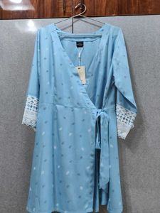 Blue Wrap Codset with Lace Detailings