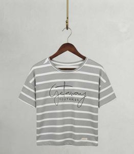 Striped "Getaway Youthness" T-Shirt Cropped