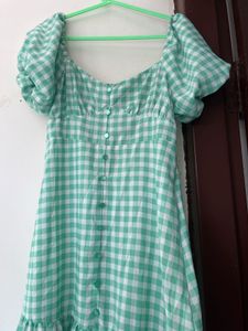 Gingham Puff Sleeve Midi Dress