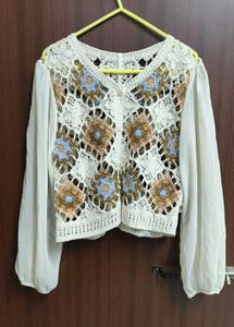 Boho Crochet Button-Up Top