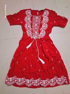 Red Embroidered Dress