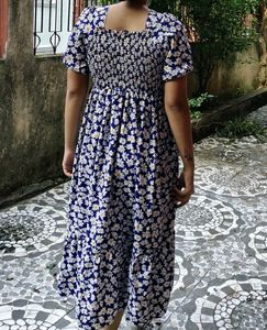 Blue Floral Midi Dress