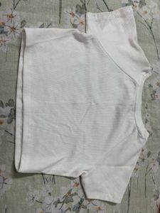 White Cropped T-Shirt with Car Graphic