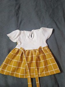 Adorable Yellow Checkered Baby Dress