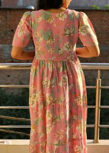 Pink Floral Tiered Maxi Dress_S