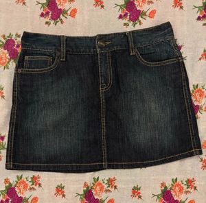 Dark Wash Denim Mini Skirt