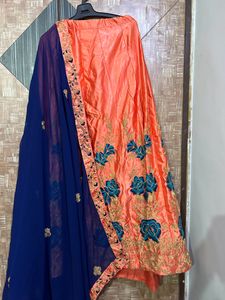 Pink And Blue Lehenga