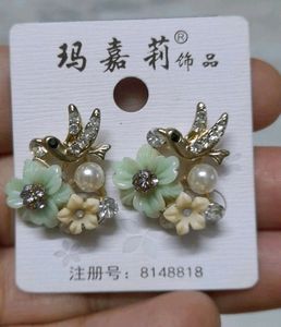 Flowers and Bird Earrings