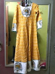 Yellow Printed Anarkali Kurta