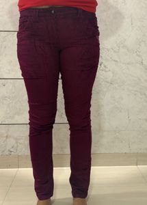 Gini & Jony Stylish Maroon Velvet Pants