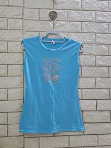 Sparkly Teddy Bear Blue Tank Top