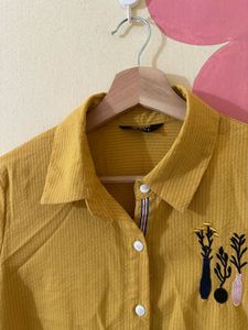 Mustard Corduroy Embroidered Shirt