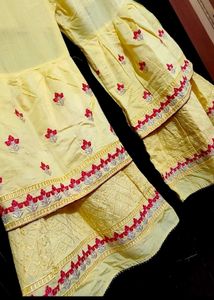 Yellow Sharara Suit With Dupatta For 36 Bust