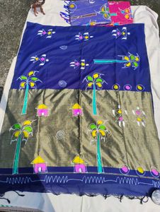 Vibrant Hand-Painted Silk Saree