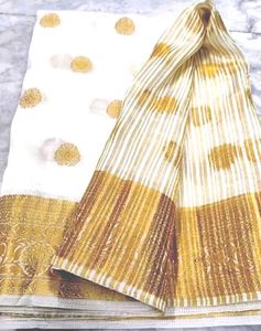 cream gold zari pure Silk saree