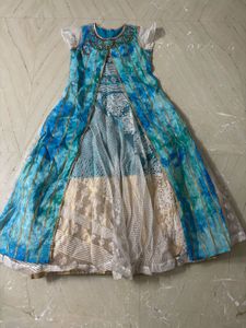 Stunning Blue &amp; White Ethnic Gown