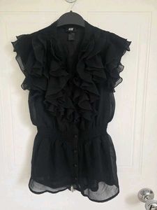 Y2k Vintage Gothic Black Ruffled Sleeve Top