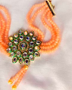 🌸Peach Kundan &amp; Pearl Choker Set🌸