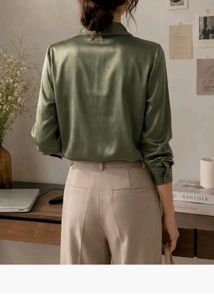 Elegant Satin Blouse with Heart Detail