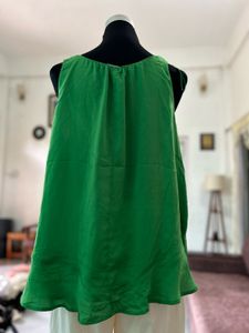 ZARA Vibrant Green Sleeveless Flowy Top
