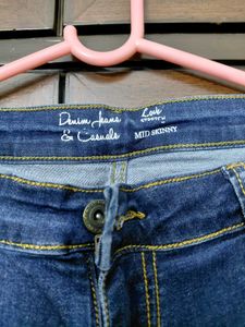 Mid waist Blue Denim Jeans Ankle crop