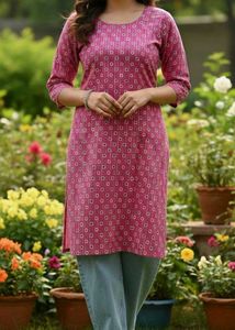 Pink Printed short kurti