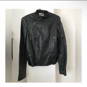 Pure Leather white contrast biker jacket