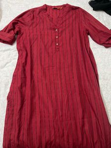 Maroon Striped Kurta
