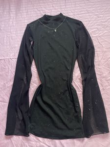 Sparkly Mock Neck Long Sleeve Dress.