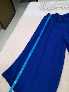 Blue Palazzo Pants with Tie Waist