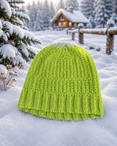 Lime Green Knit Beanie Hat