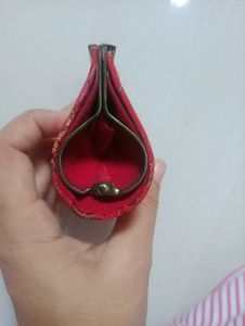 Vintage Red Floral Coin Pouch