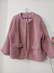 Pink Fuzzy Cropped Jacket
