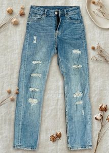 Stylish Ripped Blue Denim Jeans