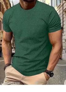 Stylish Green Textured T-Shirt