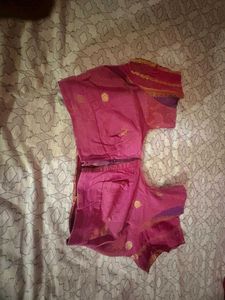 Vibrant Pink Saree with Gold Border