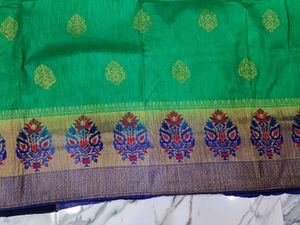 Elegant Green &amp; Blue Saree