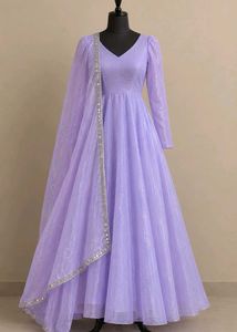 Lavender anarkali with dupatta 🌸🪻