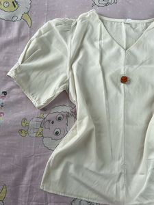Elegant Cream Puff Sleeve Top