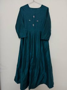 Teal Embroidered Anarkali Kurta