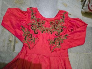 Elegant Pink Embroidered Gown