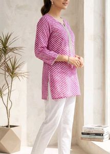 Pink & White Striped Kurta